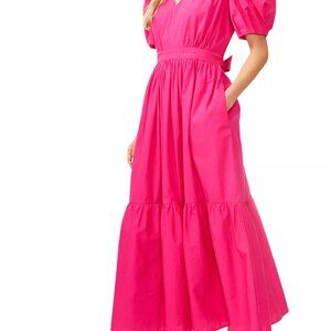 NWT - CeCe Cotton Belted Puff Sleeve Maxi Dress Sz Small